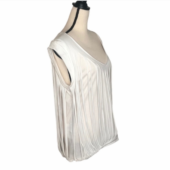 BCBGMaxAzria White Shirt withDistressed Overlay - Picture 2 of 5